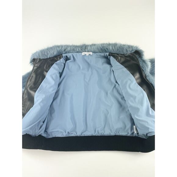 Express X Negin Mirsalehi Faux Fur Bomber Jacket Women’s Medium Blue - Picture 5 of 8